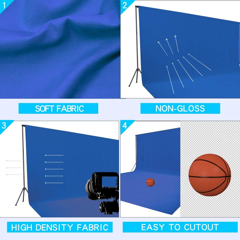 ISSUNTEX 6X9 ft Background Muslin Backdrop, Photo Studio, Collapsible High Density Screen for Video Photography and Television-Blue - Image 3